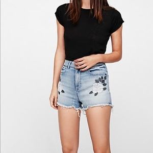 NWT high waisted express denim floral shorts sz 6
